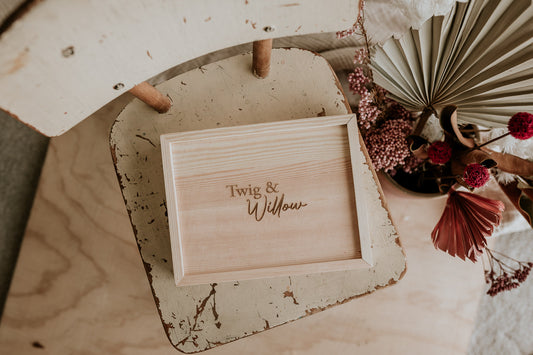 Wooden Photo Box with Engraved Lid (large)